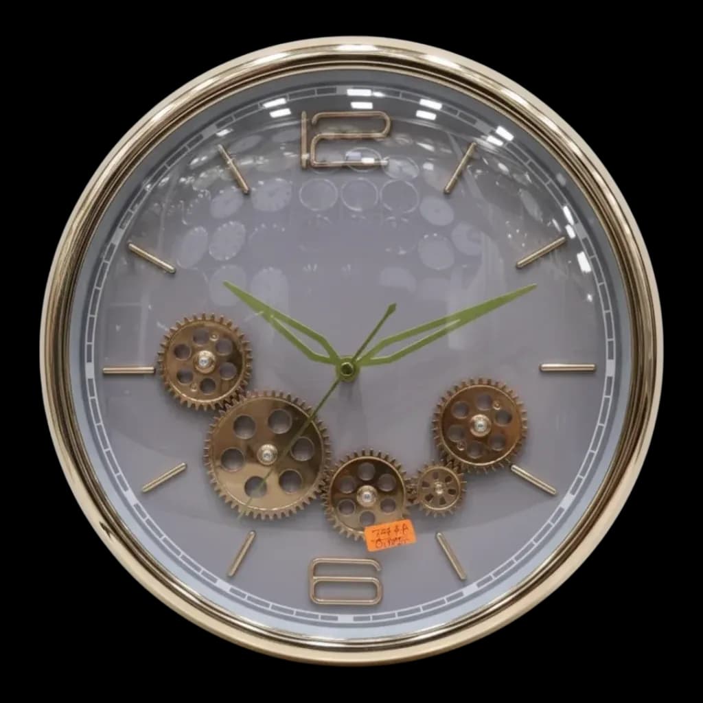 Striking Industrial Gear Wall Clock Champagne Gold on wall color