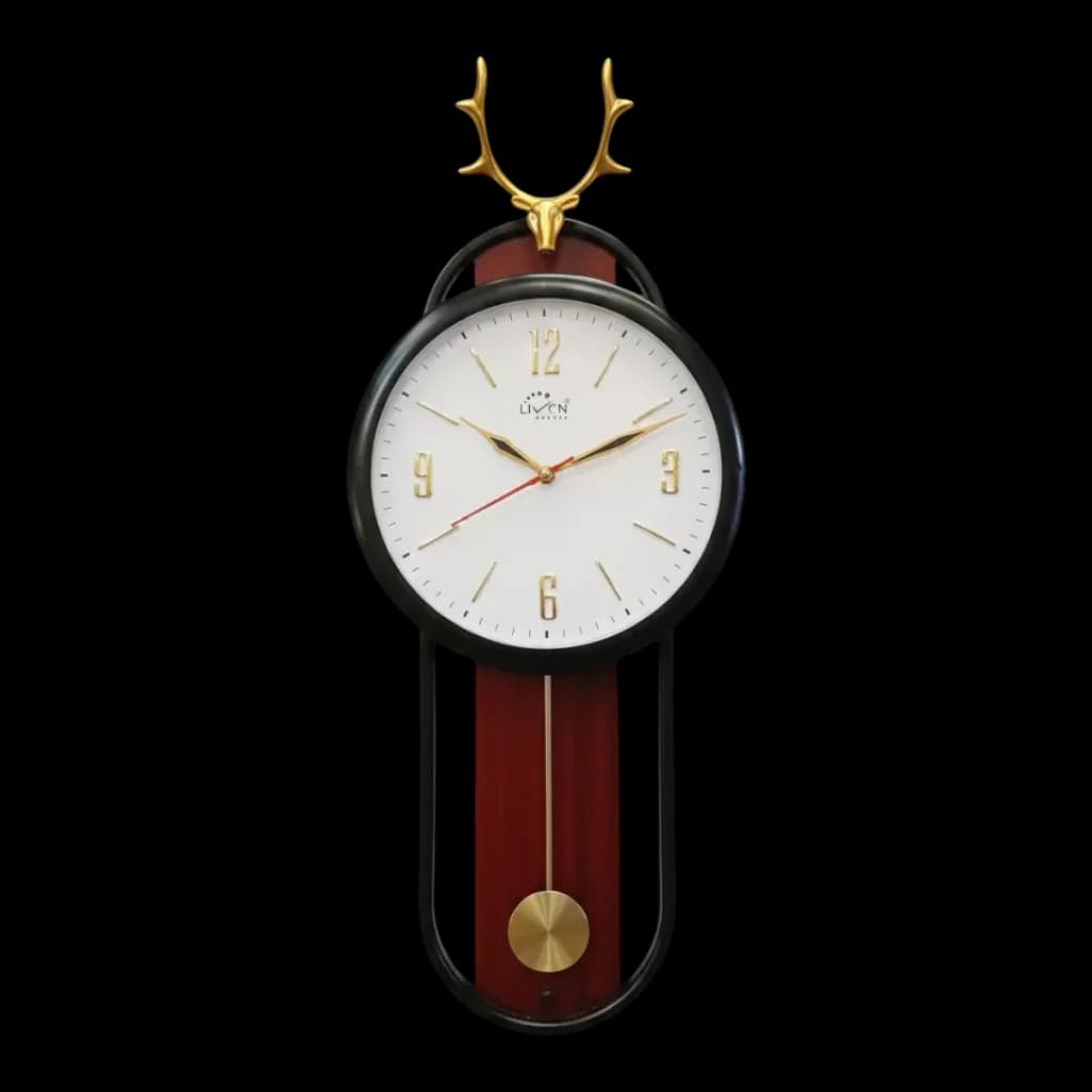 Elegant Deer Head Pendulum Wall Clock