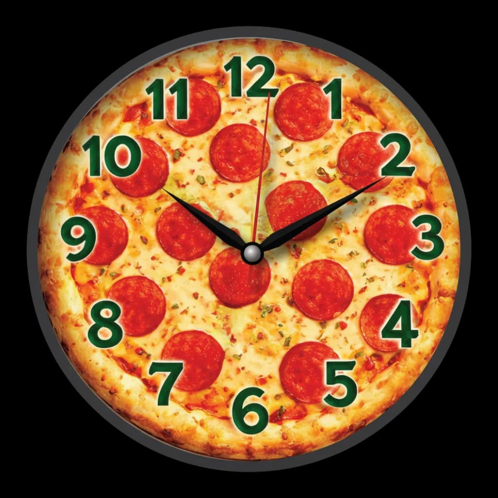 Pepperoni Pizza Novelty Analog Wall Clock on wall color