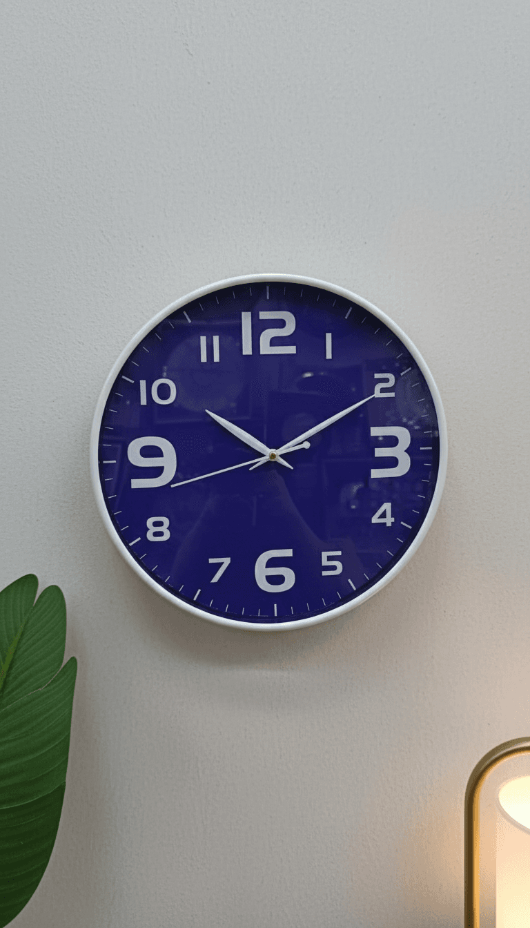 Black Wall Clock styled in a room setting 3