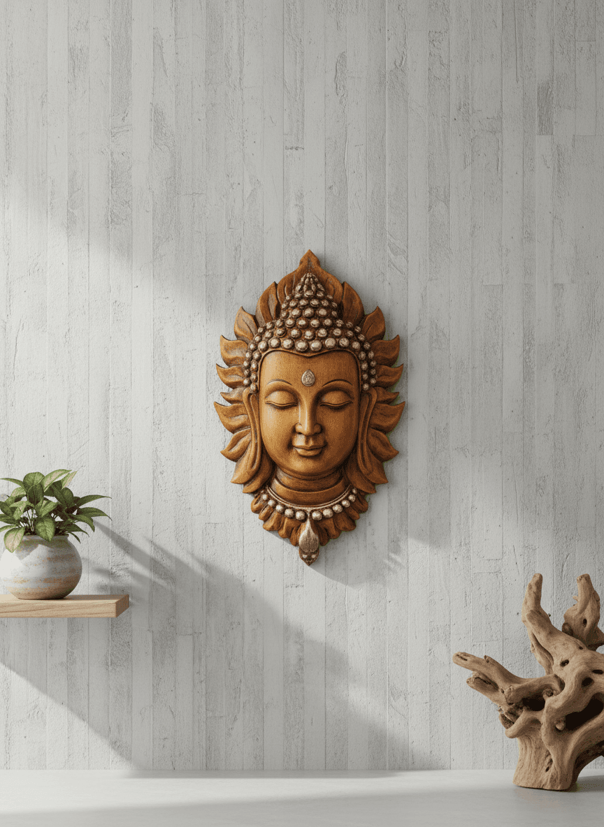 Buddha Face styled in a room setting 3