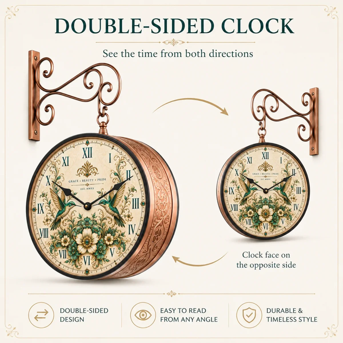 The Clock Factory ETCHING 10-Royal Bengal Double Sided Clock - Premium Double Sided Clocks 10 inch