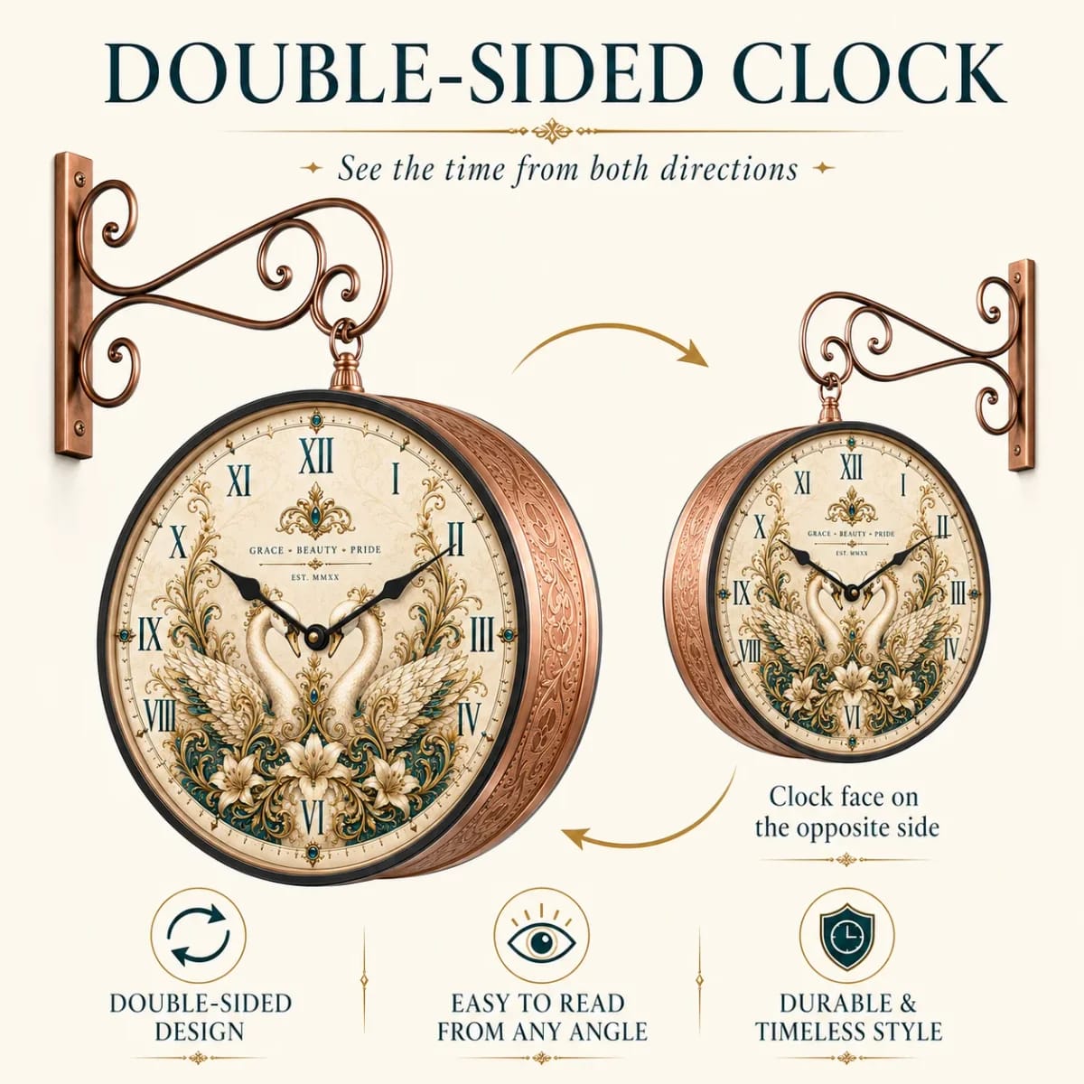 The Clock Factory ETCHING 10-Royal Bengal Double Sided Clock - Premium Double Sided Clocks 10 inch
