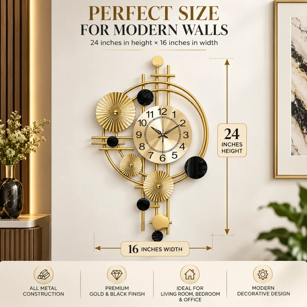 Wall Clock styled in a room setting 2