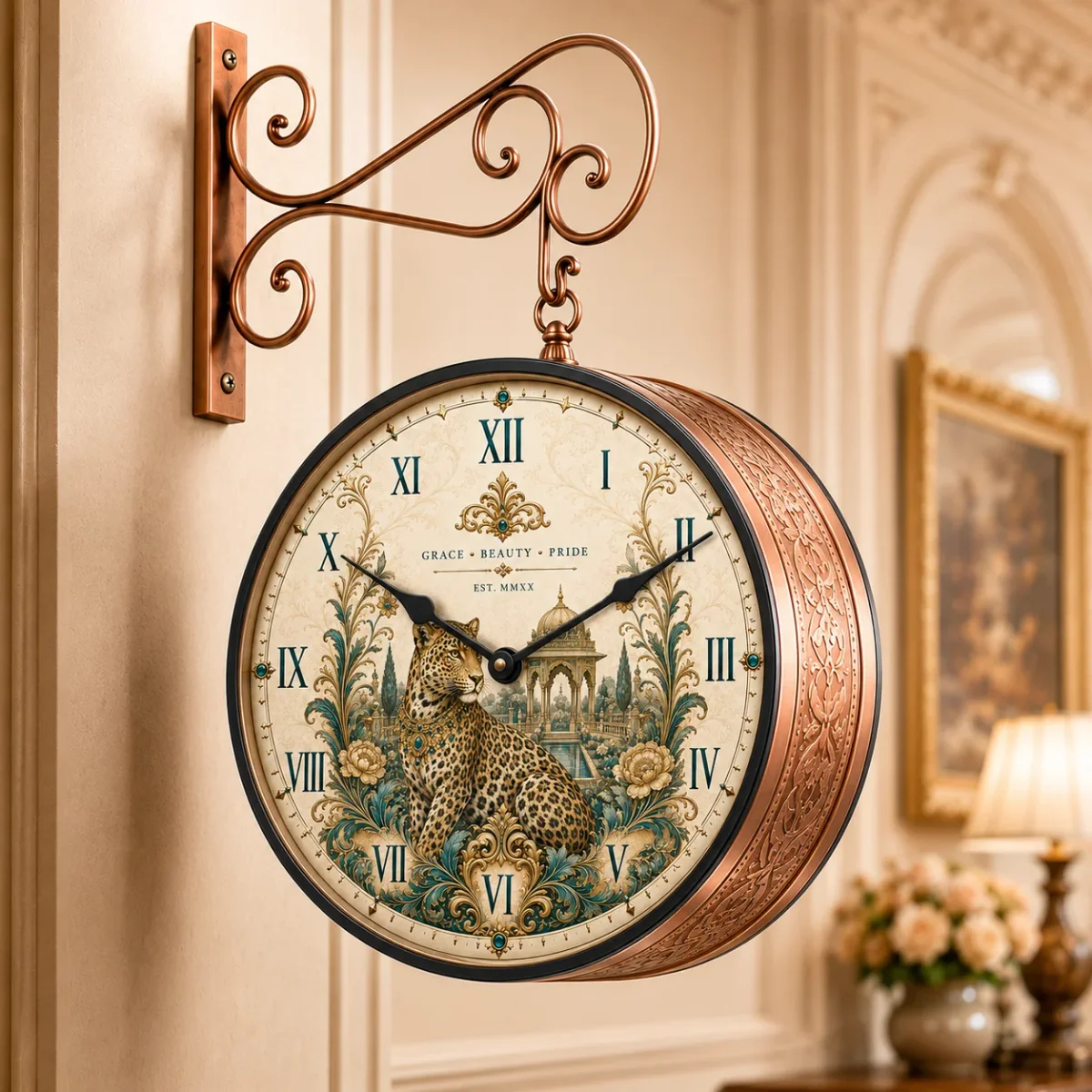 The Clock Factory ETCHING 10-Royal Bengal Double Sided Clock - Premium Double Sided Clocks 10 inch