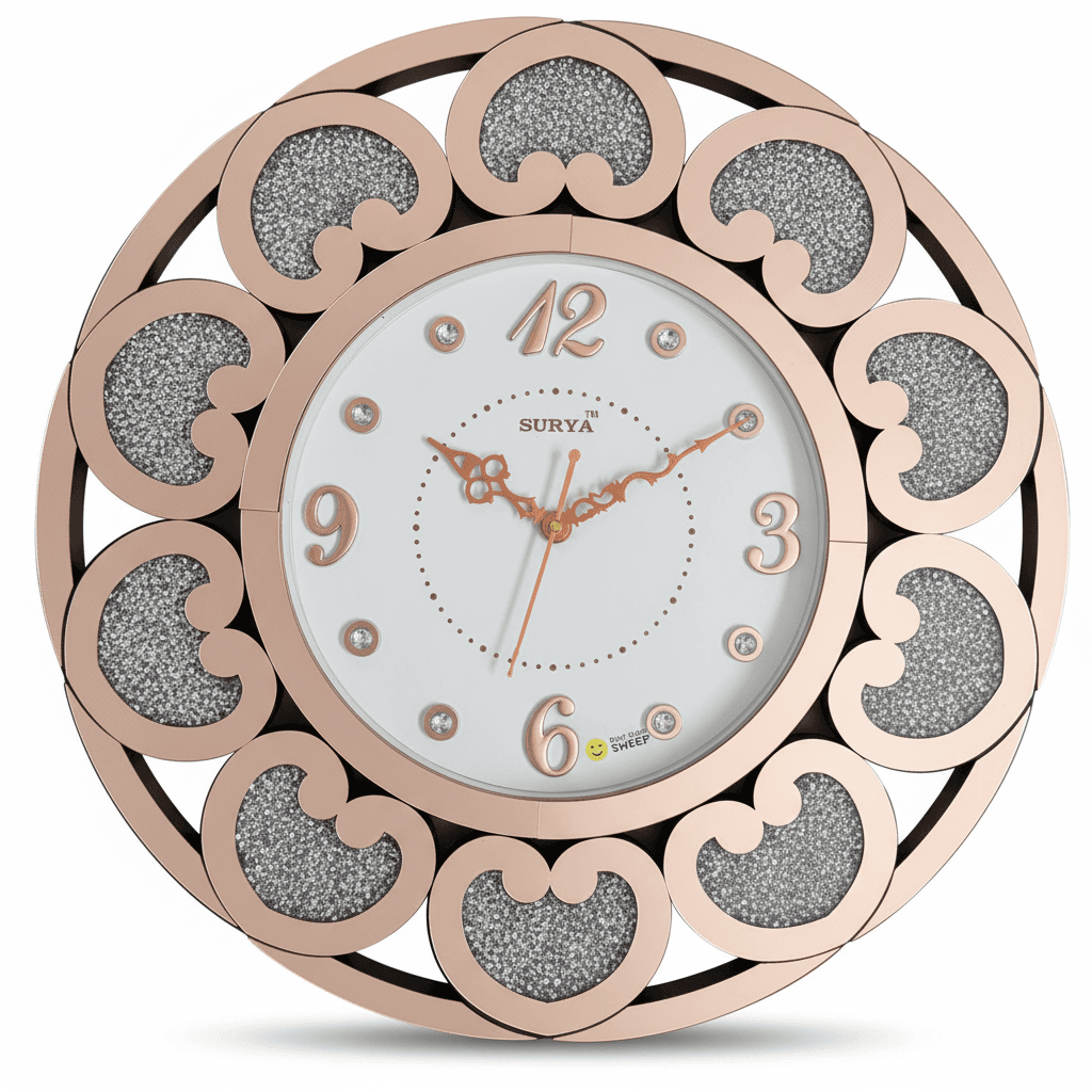 Rose Gold Sparkle Wall Clock Surya