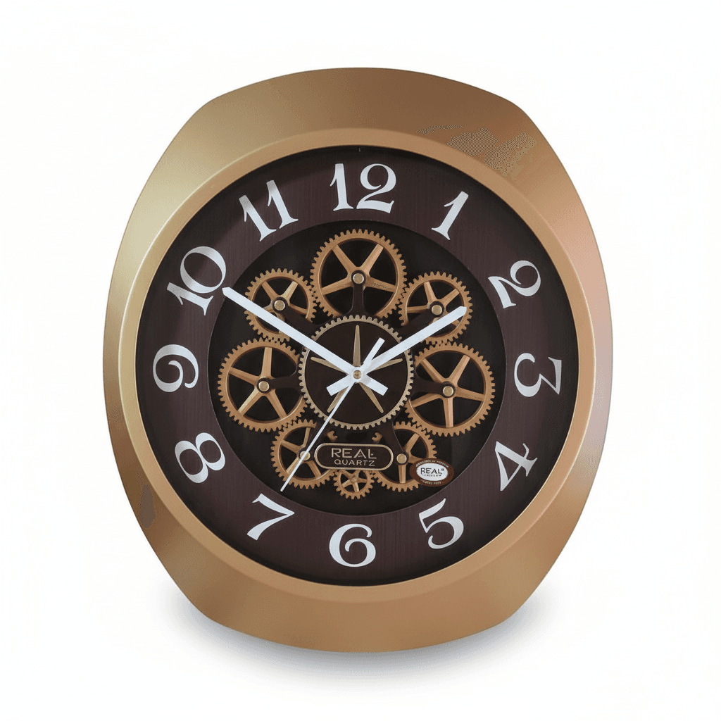 Gold Gear Wall Clock Elegant Home Decor